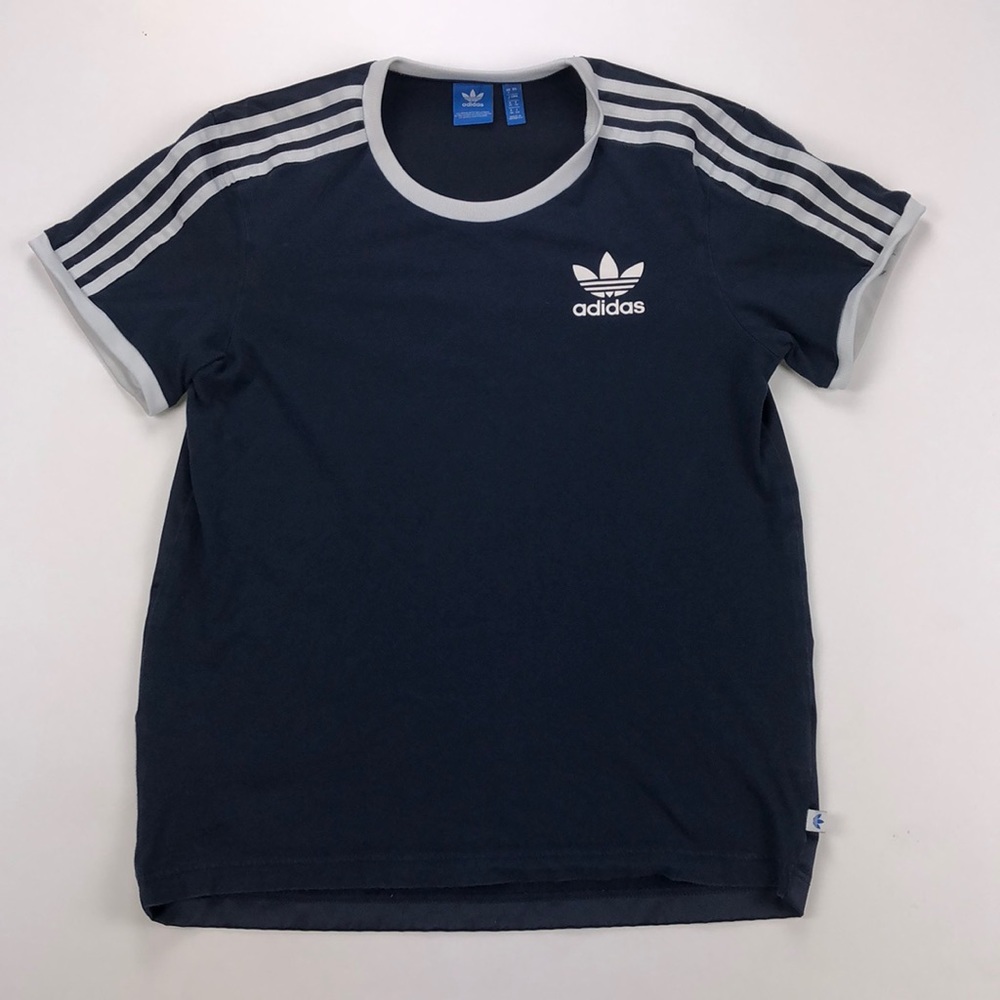 Navy Blue Adidas T-Shirt w/Nylon Back Panel